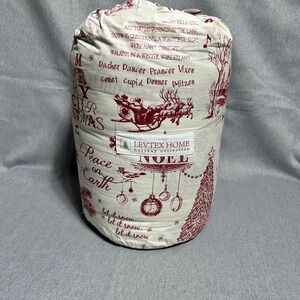Levtex‎ Home Quilt Set Full/Queen Cream Red Holiday Toile Christmas Noel